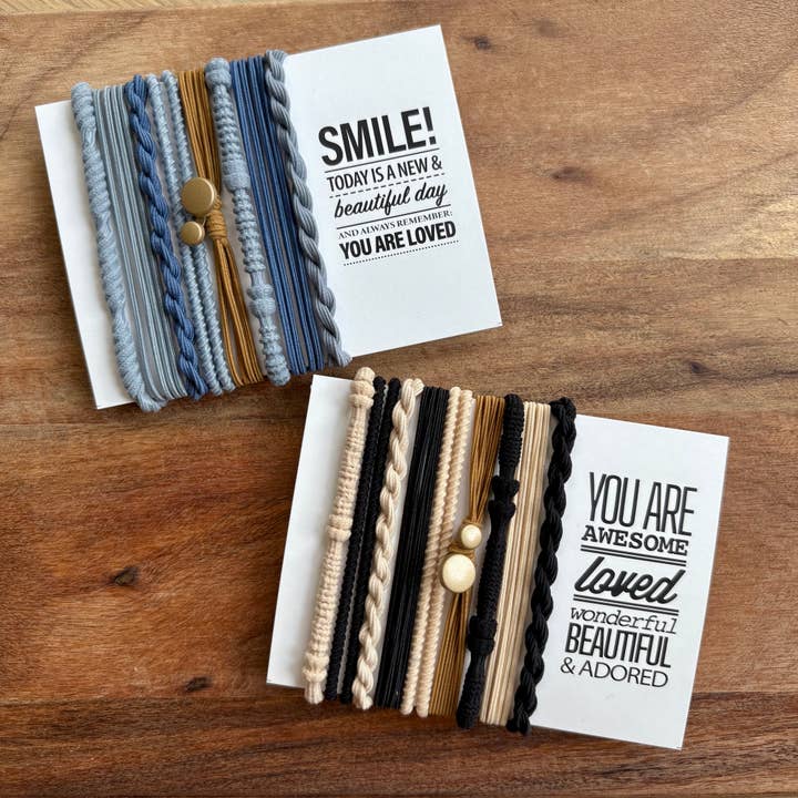 eastern ave studio - Wholesale Hair Tie - Boho Hair Ties | Black & Tan Charm1