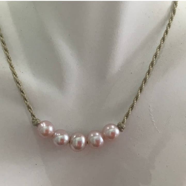 Lily Chartier / Mermaid Rope – wholesale Beaded/pearl necklace – 5 pink pearl necklace