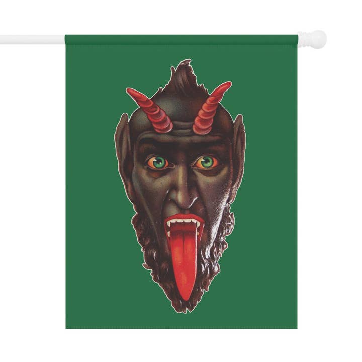 Vintage Krampus Head Christmas Garden Flag Double Sided for wholesale by PUFFY P