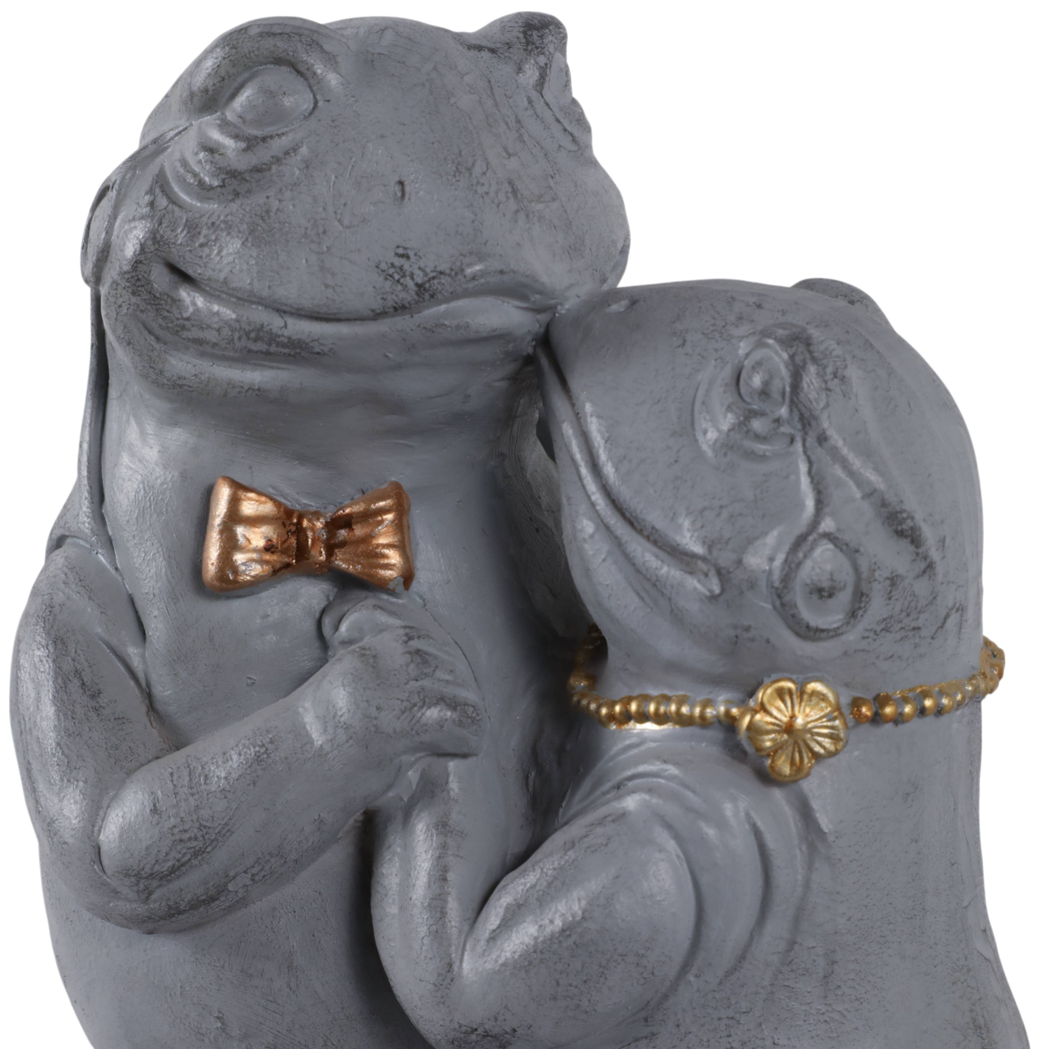 Sagebrook Home - Wholesale Versiering/decoratie voor buiten - Hars Dansend Kikkers Koppel Tuinbeeld - Grijs, 38 cm.7