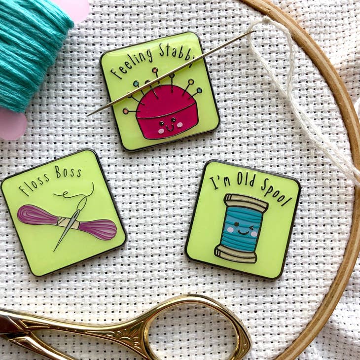 Wholesale Feeling Stabby Pin Cushion Enamel Needle Minders for your store -  Faire