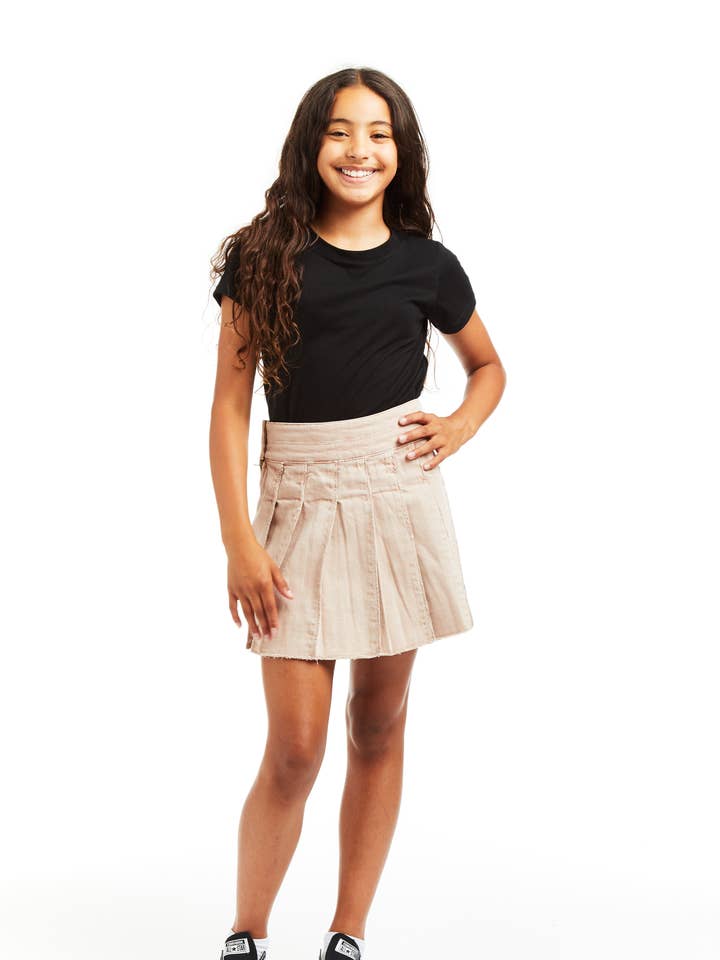 SAIA DE TÉNIS PREGAS PARA MENINA/26065-1-KBTF por atacado de Tractr Jeans