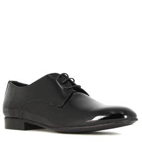 Derby élégant pour homme en cuir noir brillant pour la vente par The Royale Leather