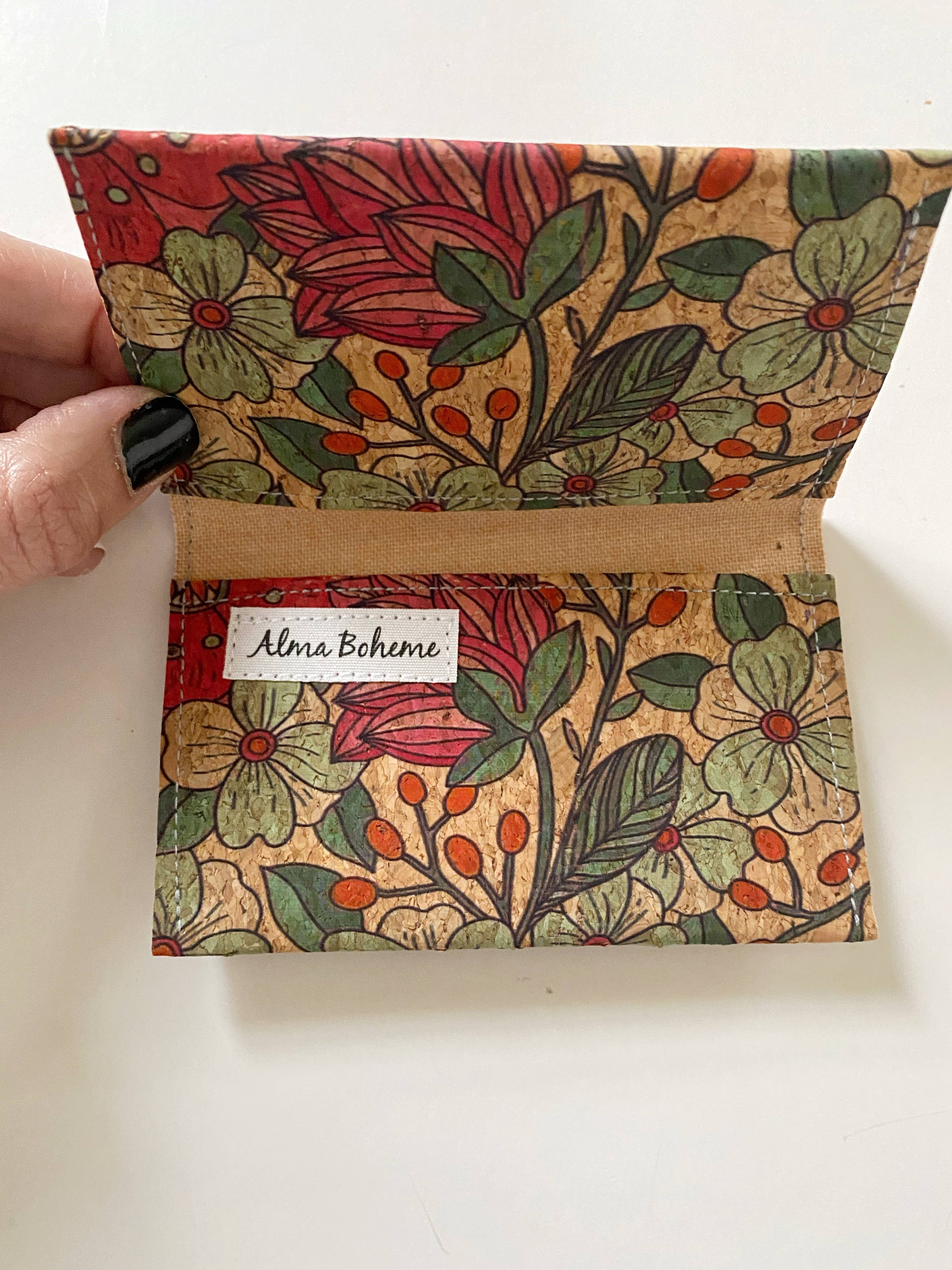 Alma Boheme Handmade - Vente Portefeuille – femme - Portefeuille pliant en liège avec motifs nature - Porte-cartes39
