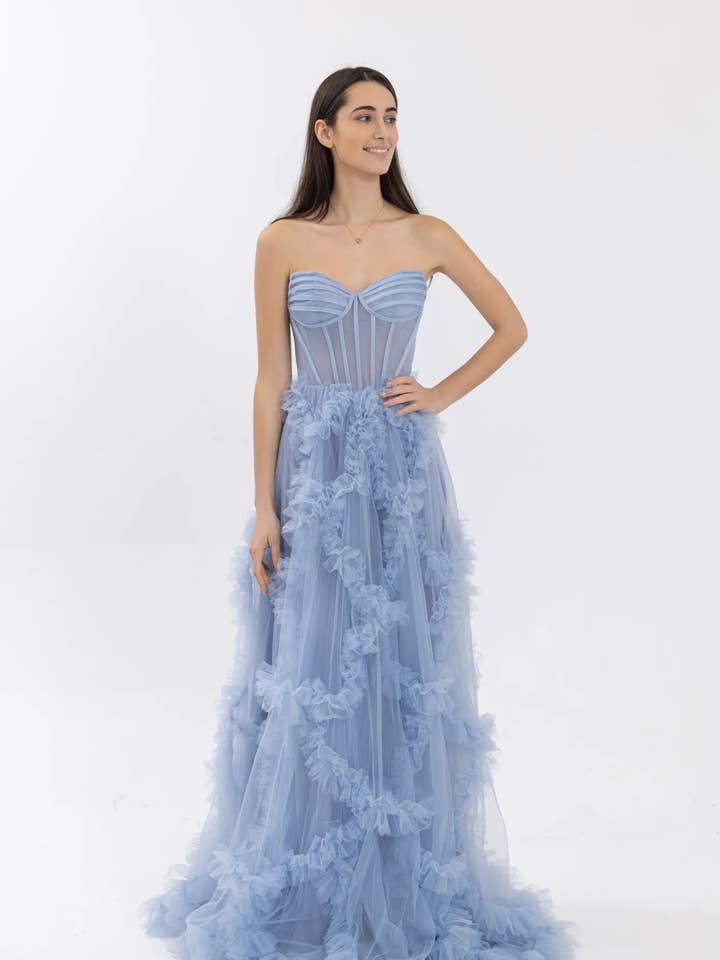 Lemon Nana - Wholesale Gown - Women's - Emerald green tulle dress with a voluminous skirt7