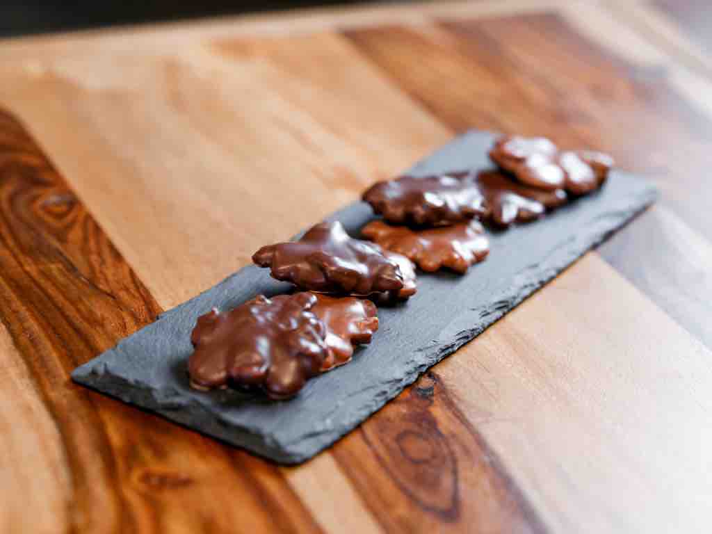 Hill Country Chocolate - Wholesale Chocolate Covered Sweets - Dark Chocolate Caramel Pecan Clusters0