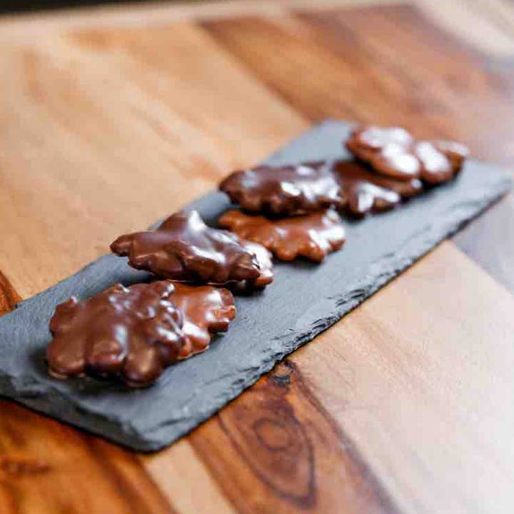 Hill Country Chocolate - Wholesale Chocolate Covered Sweets - Dark Chocolate Caramel Pecan Clusters0