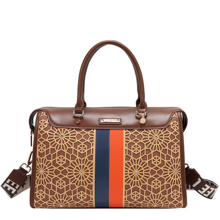 BOLSO BOSTON CON CORTE LÁSER GEOMÉTRICO (MARRÓN) para venta al por mayor de Nicole Lee