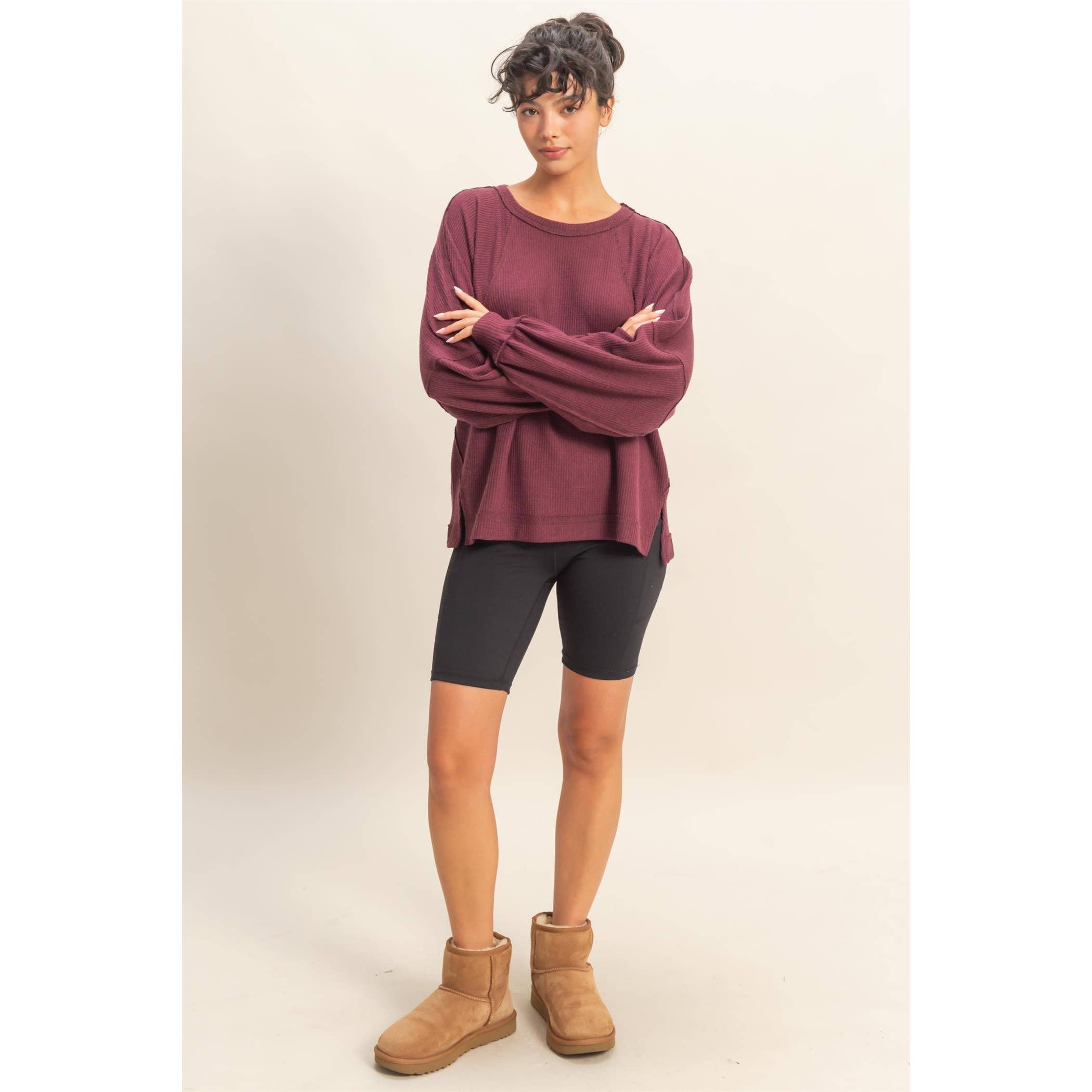 HYFVE - Vente Haut en maille – femme - Haut décontracté à manches longues en maille gaufrée brossée15