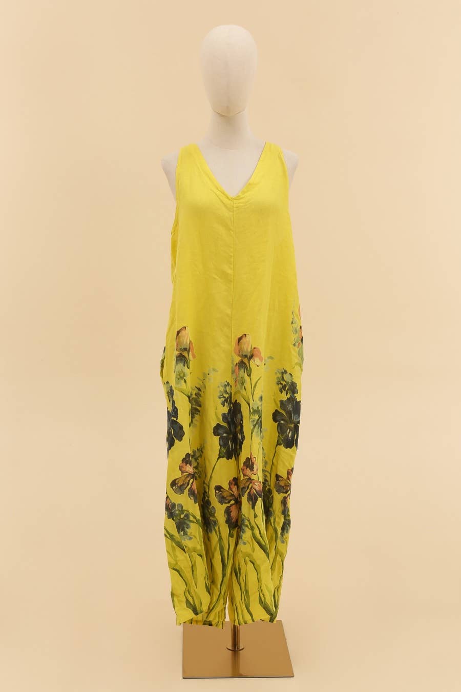 LÉA & LUC - Vente Combinaison – femme - combi  imprimé fleur en 100% lin REF. 386213