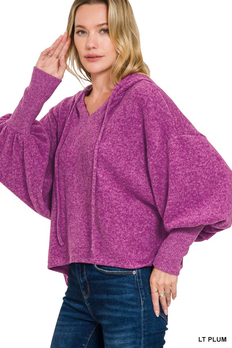 42POPS – Großhandel Hoodie – Damen – ._ Weich gebürsteter Hacci-Hoodie mit Ballonärmeln10