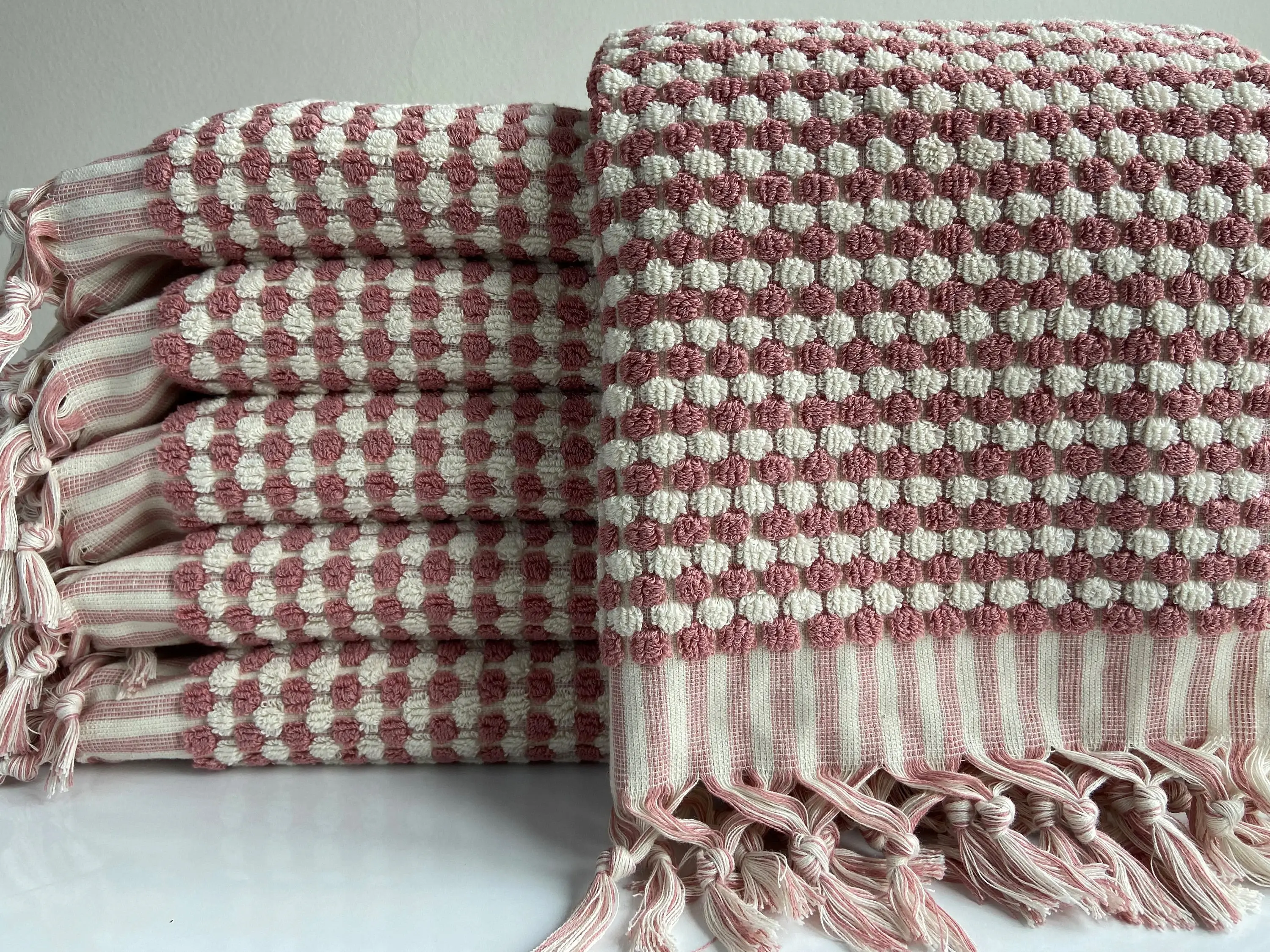 YURTLUS – Großhandel Händehandtücher – Organic Bubble Series — Handtuch 18x 37, weiches, dickes Handtuch, Küchentuch — Rose0