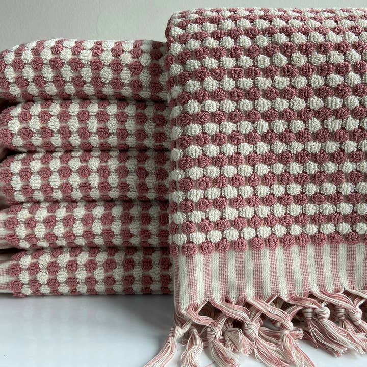 YURTLUS – Großhandel Händehandtücher – Organic Bubble Series — Handtuch 18x 37, weiches, dickes Handtuch, Küchentuch — Rose