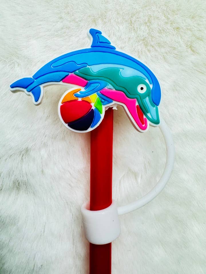 Dolphin Straw Topper for wholesale by Magen Made Designs