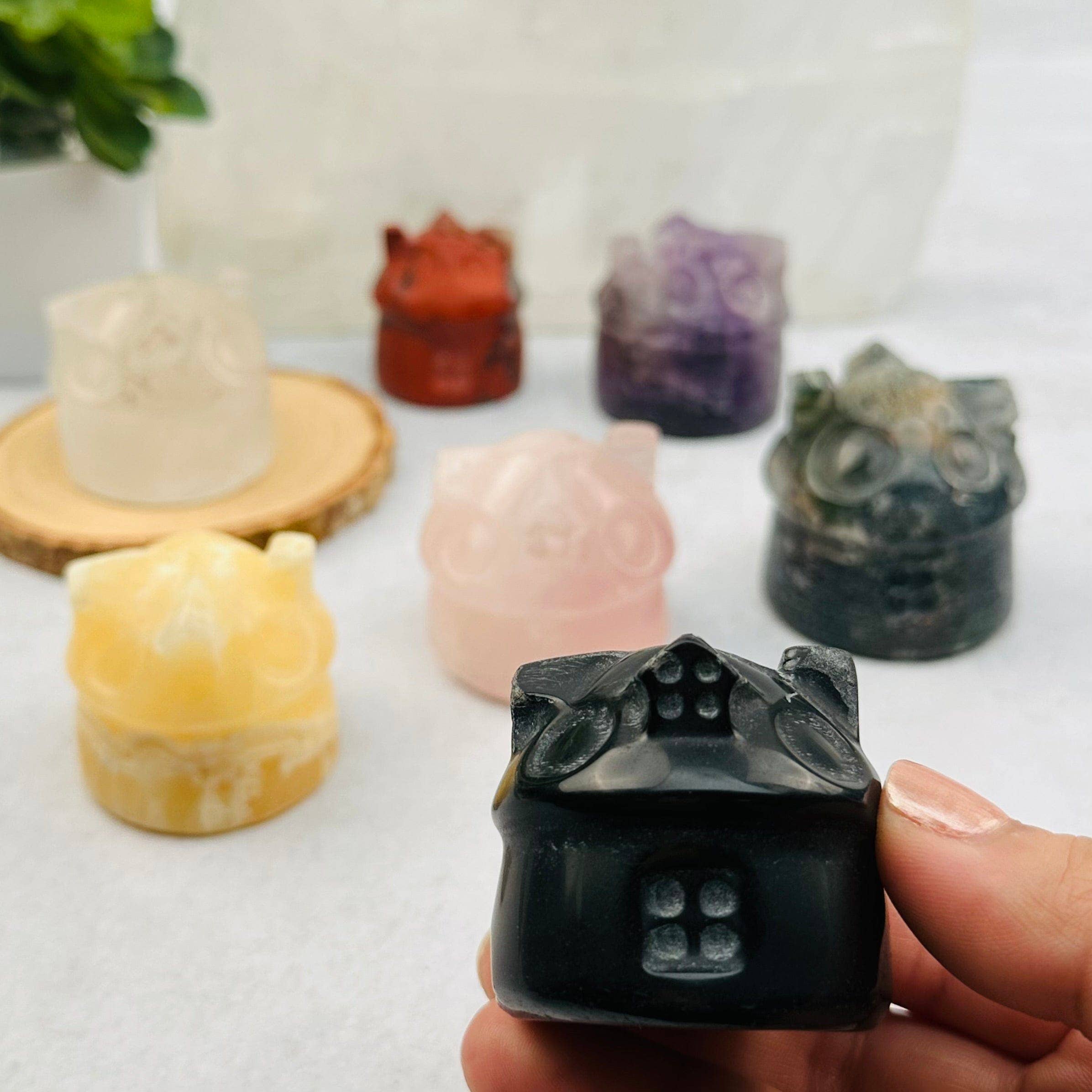 Rock Paradise - Wholesale Spiritual Stone/Crystal - Crystal Mushroom House- Crystal Fairy Garden Carving You Cho11