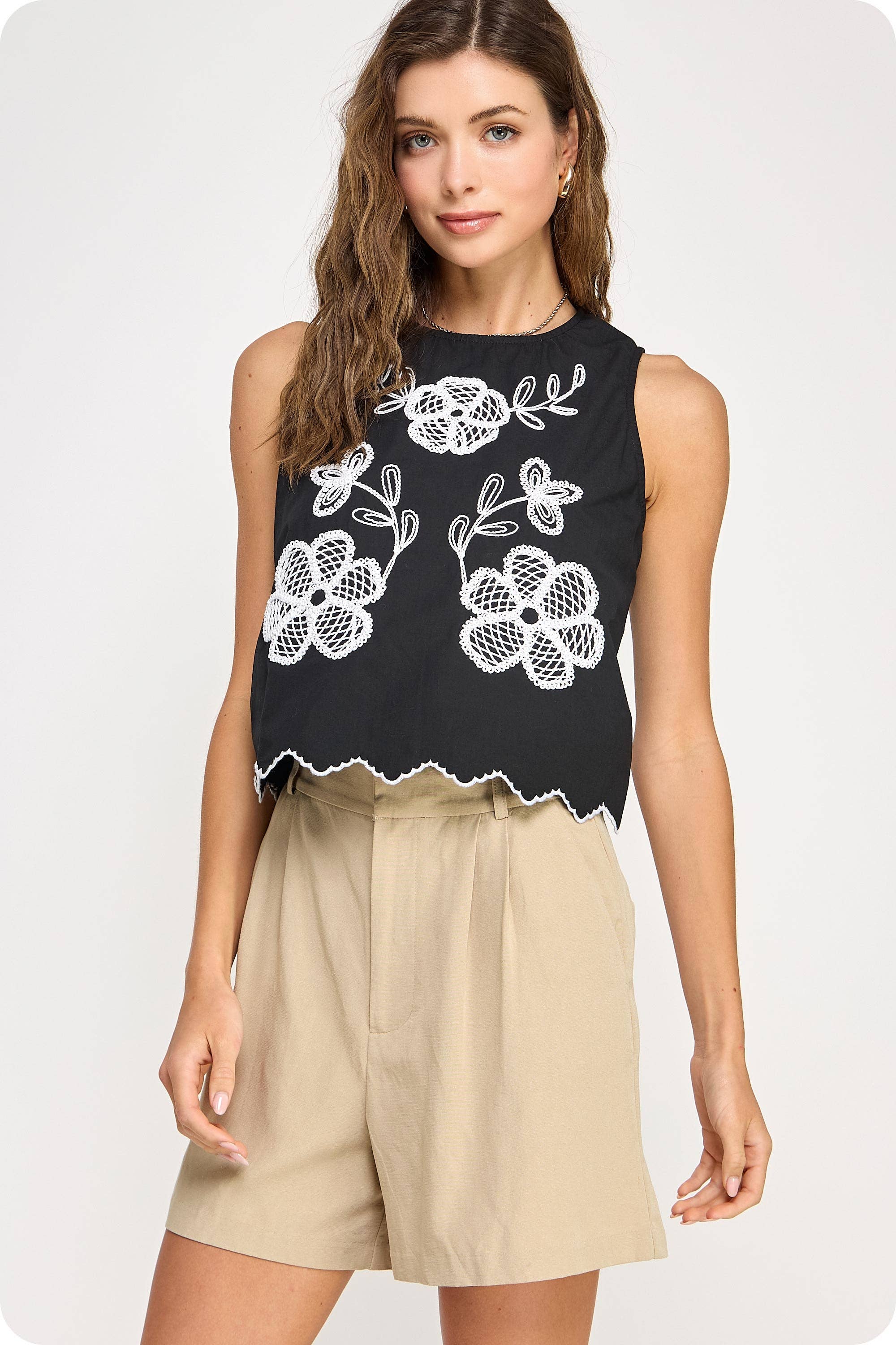 Strut & Bolt - Wholesale Blouse - Women's - Floral Embroidery Sleeveless Top10