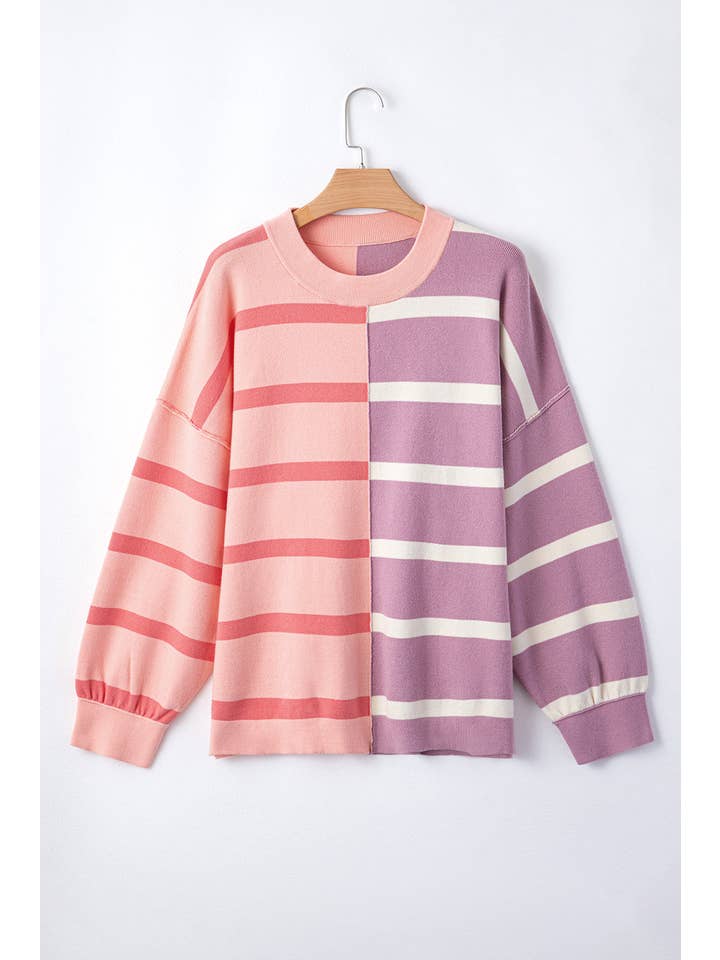 Lovesoft - Wholesale Tunic Sweater - Women's - Light French Beige Colorblock Oversized Sweater13