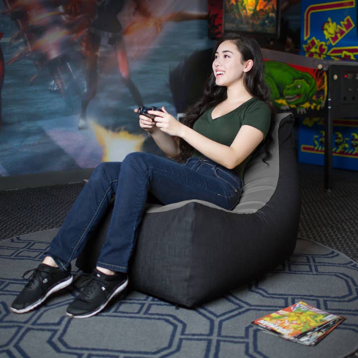 LuvU - Wholesale Chair - Jaxx Pixel Gamer Bean Bag Chair, Premium Vinyl / Dark Denim8