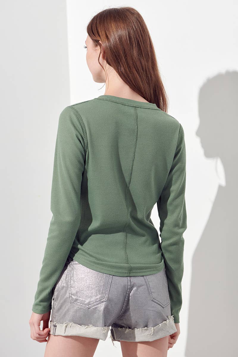 Petal Dew – Großhandel Strickoberteil – Damen – Langarmshirt mit Waffelmuster P000965