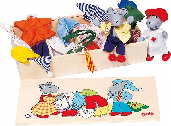 Goki Australia - Wholesale Puppet – Kids & baby - Flexible puppets Mouse dress-up box, Lia & Luca