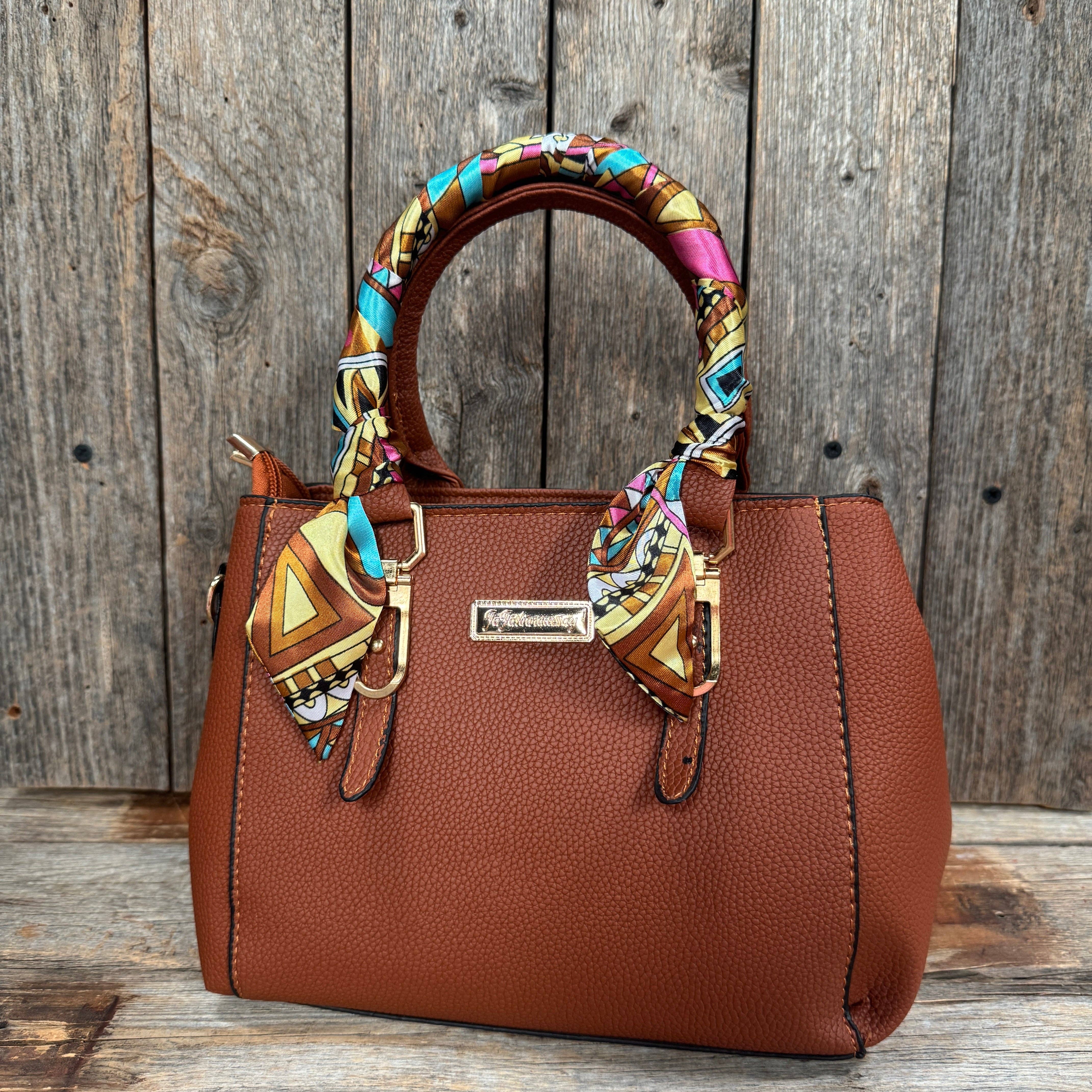 Rodeo Drive - Wholesale Scarf - Unisex - Brown and Yellow Western Skinny Mini Wild Rag Scarf / Cowgirl Necktie #TW3283