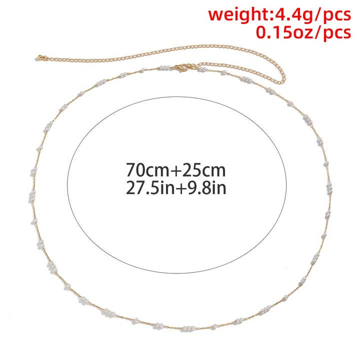 Perimade & Co. LLC - Vente Ceinture – femme - Chaîne de taille délicate en perles nacrées sur cuivre massif5