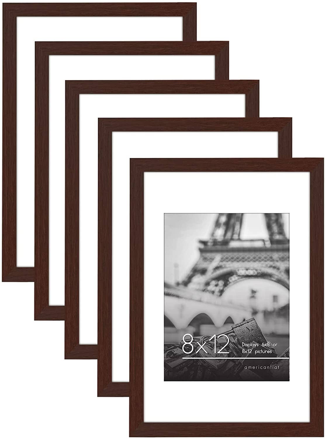 Americanflat - Wholesale Picture Frame - Americanflat Picture Frame with Mat Slim Molding (5 Pack)131