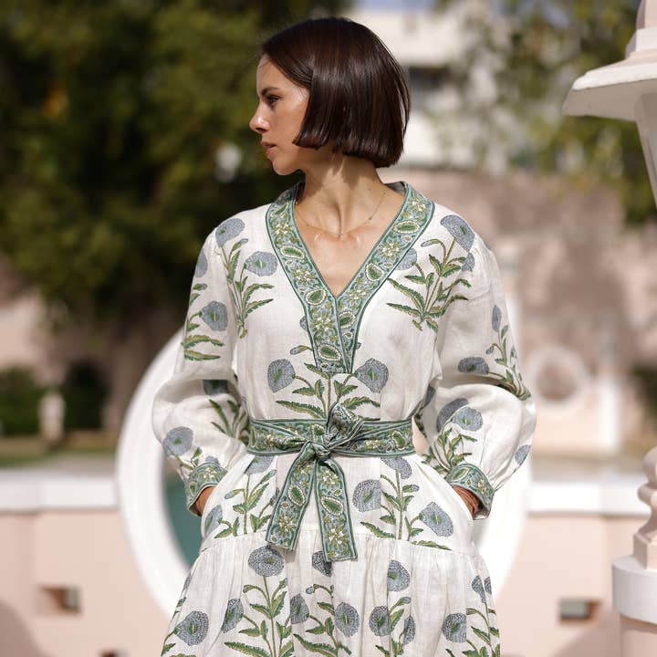 Maison Marigold - Wholesale Dress - Women's - Mykonos Mini Dress Blue Flower