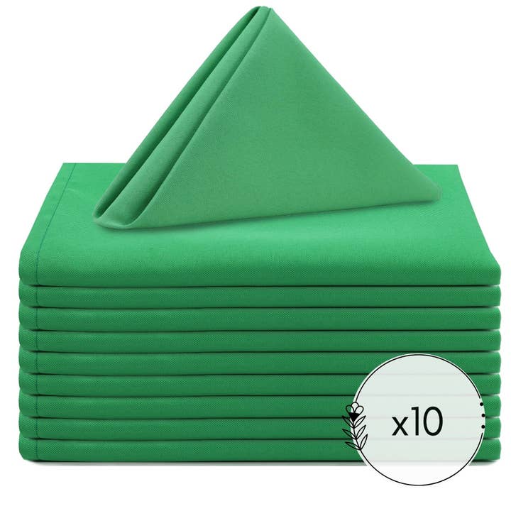 YOUR CHAIR COVERS - Wholesale Dinner & Cloth Napkin - 20 Inch Polyester Cloth Napkins Emerald Green (Pack of 10)
