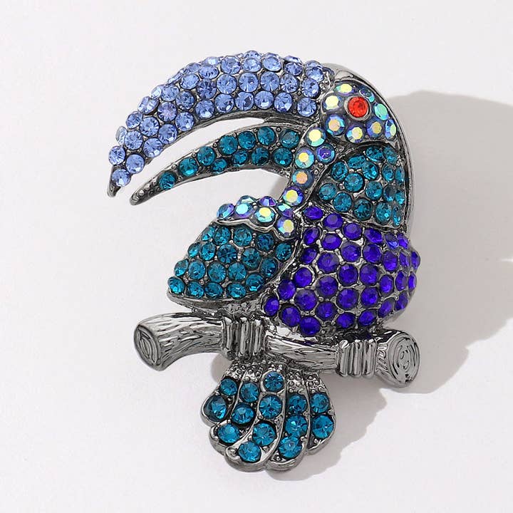Rhinestone Paved Toucan Pin Brooch
for wholesale by Sensibling Corp.