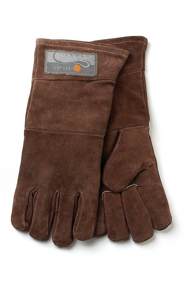 Fox Run Brands – wholesale Oven mitt/pot holder – Outset Brown Leather Grill Gloves, Set of 2, 15"4