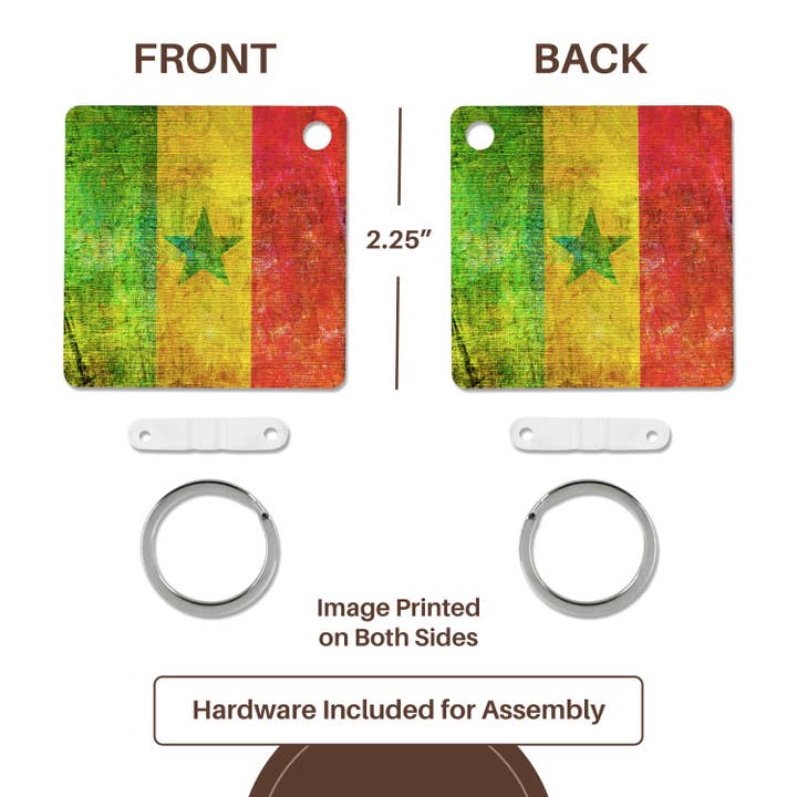 3dRose - Wholesale Keychain - Unisex - 3dRose, Distressed Style Grunge Flag Of Senegal, Key Chain4