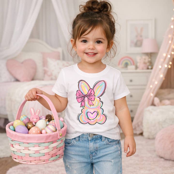 Pastell Pinselstrich Osterhase Mädchen Ostern T-Shirt für den Großhandel von AvaryMaeInspirations