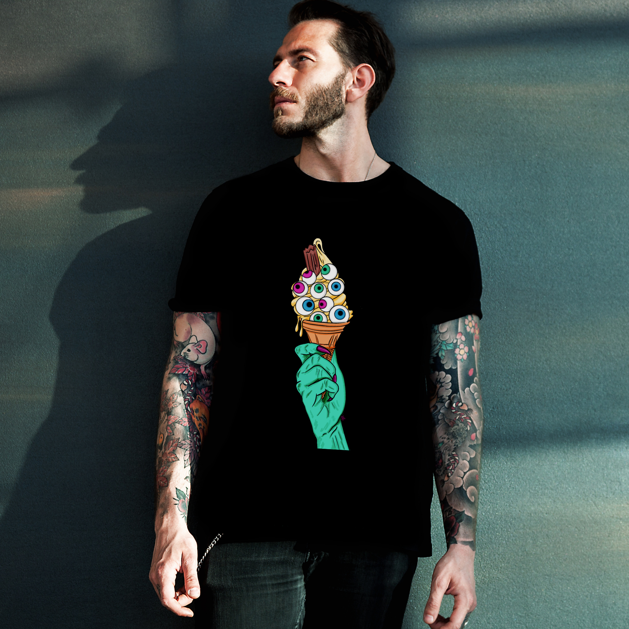 Hannah Kate Makes - Wholesale T-Shirt (Graphic) - Unisex - Eye Scream T-shirt - Black - Ice Cream - 100% Cotton6