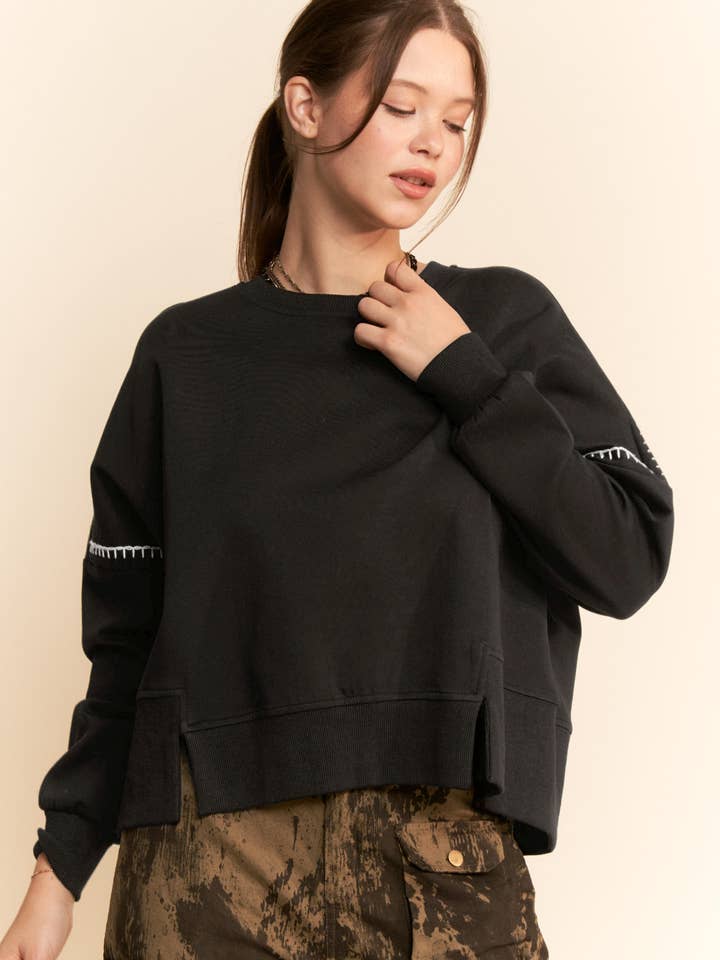 CREWNECK SWEATSHIRTS MED KONTRASTSYNINGER for engroshandel hos Davi & Dani