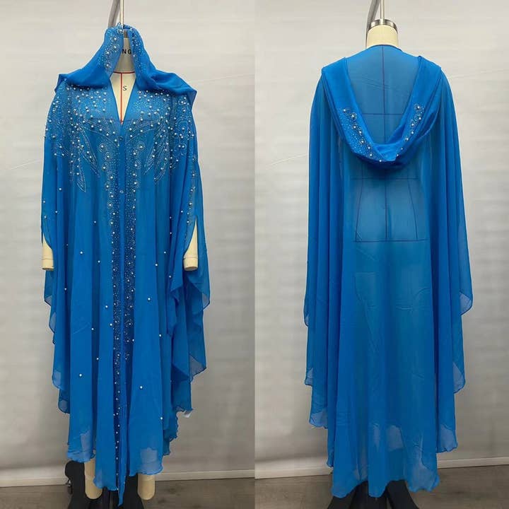 ACCITY - Wholesale Cape - Women's - African Beaded Long Robe Muslim Cape Hooded Dress_CWMM61385