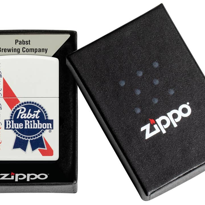 Benhalex - Wholesale Lighter - Zippo Pabst Blue Ribbon Beer, White Matte Color Image Lighter #487465