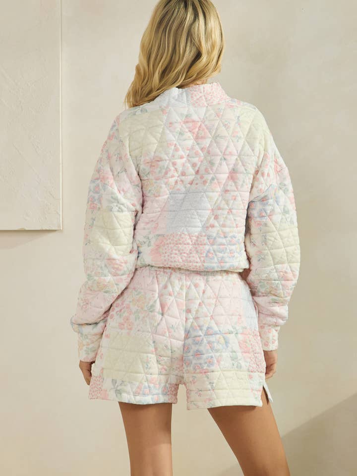 Veveret - Wholesale Lounge Shorts - Women's - Floral textured lounge shorts 7