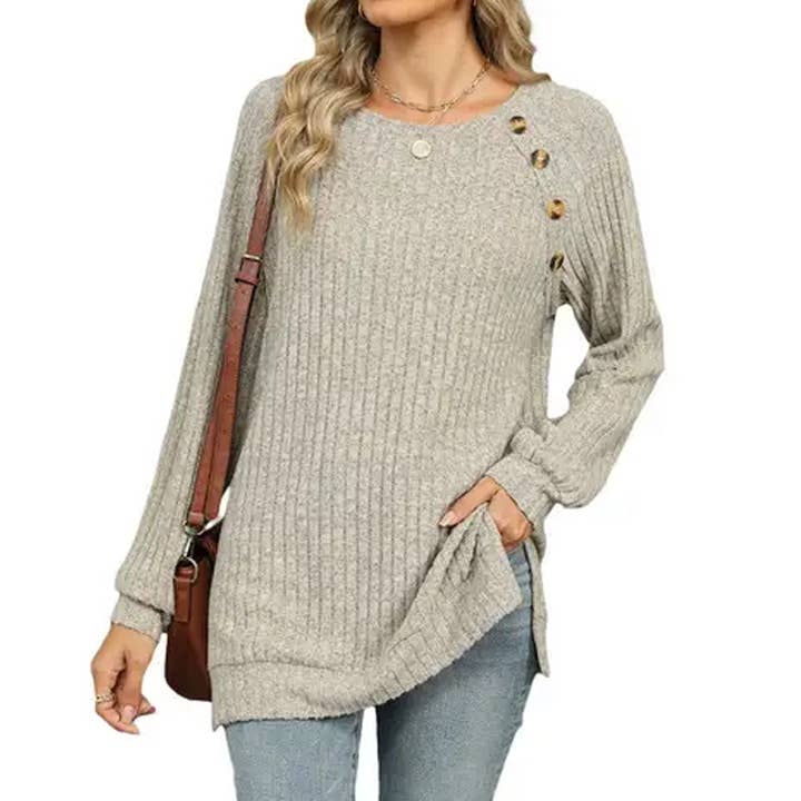 T-shirt fendu à manches rotatives de couleur unie pour la vente par Lily Clothing