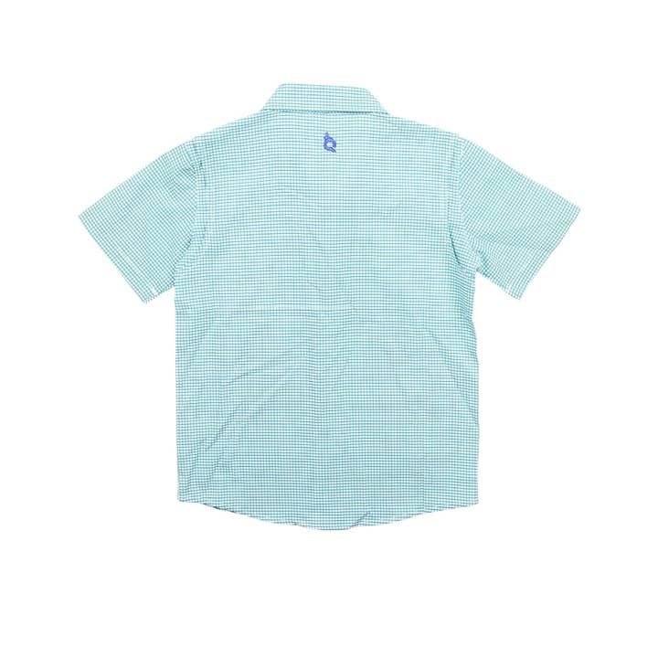 BlueQuail Clothing Co. - Wholesale Button Down Shirt - Kids - Guayabera - Navy/Jade Check Short Sleeve Shirt