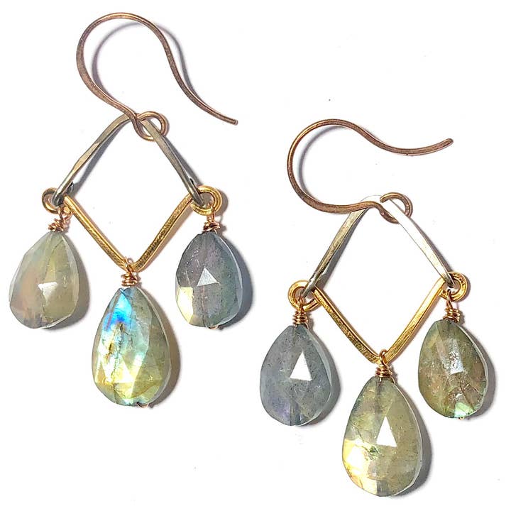 Labradorite Chandelier Earrings for wholesale by The Wild Diamond