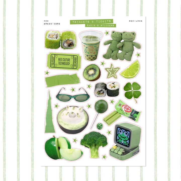 Esthétique Green-Core • Feuille d'autocollants Babioles & Bibelots pour la vente par Sadie's Stickers