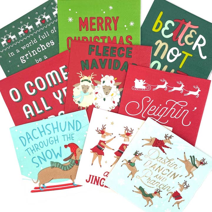soiree-sisters - Wholesale Disposable Napkin - Funny Christmas Cocktail Napkins | Jingle Ladies - 20ct
