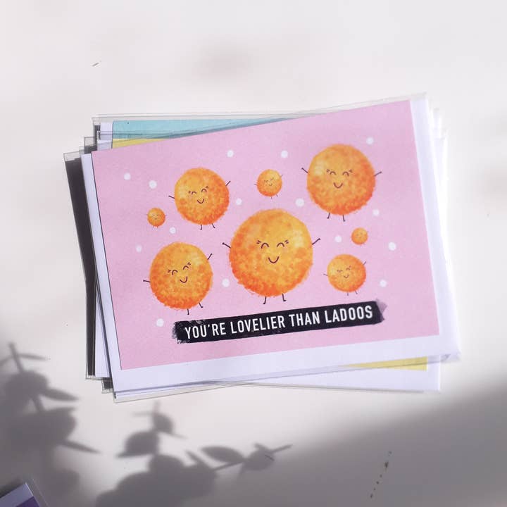 Lovelier than Ladoos Card for wholesale by Halo Kits