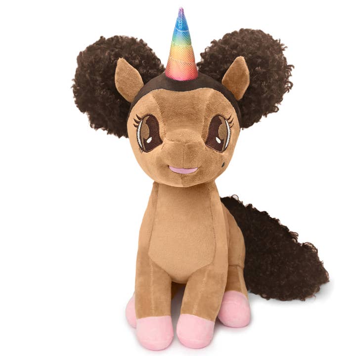 Alexis Unicorn Plush Toy with Afro Puffs - 15 inch for wholesale by YOUnicorn Kidz