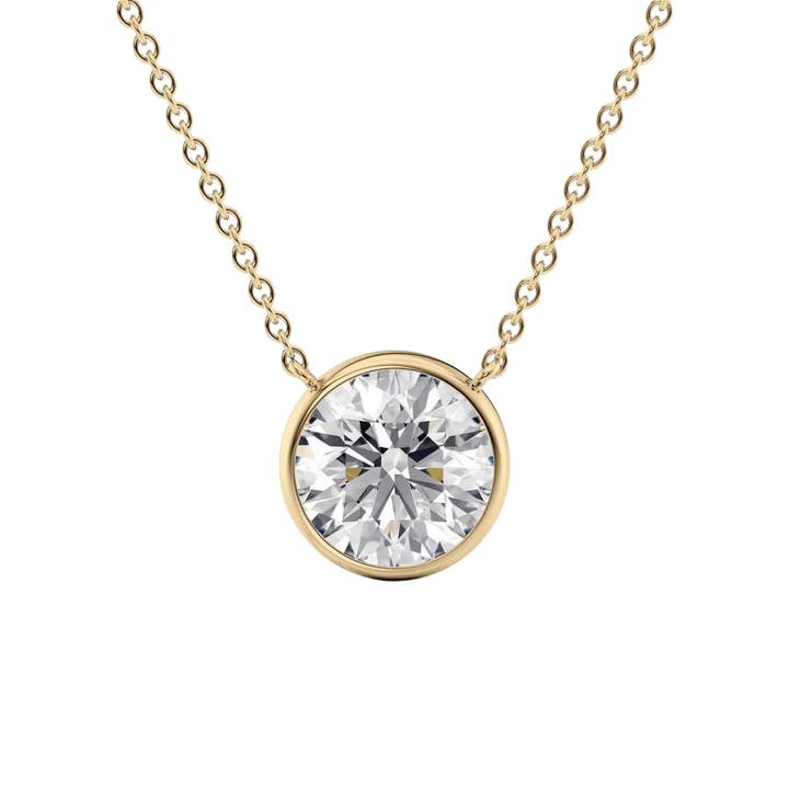 2 Carat Round Diamond Classic Bezel Pendant Necklace for wholesale by Evara Jewelry
