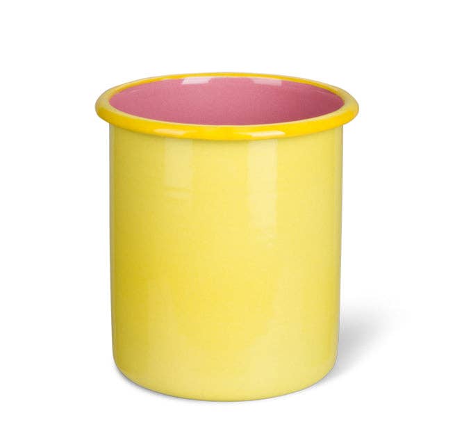 British Colour Standard North America - Wholesale Utensil Holder - BRITISH COLOUR STANDARD - Tall Enamel Utensil Holder in Sulphur Yellow / Old Rose2