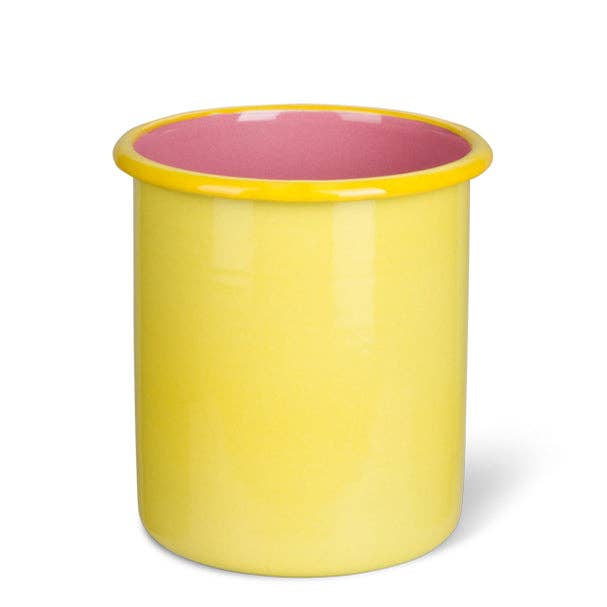 British Colour Standard North America - Wholesale Utensil Holder - BRITISH COLOUR STANDARD - Tall Enamel Utensil Holder in Sulphur Yellow / Old Rose2