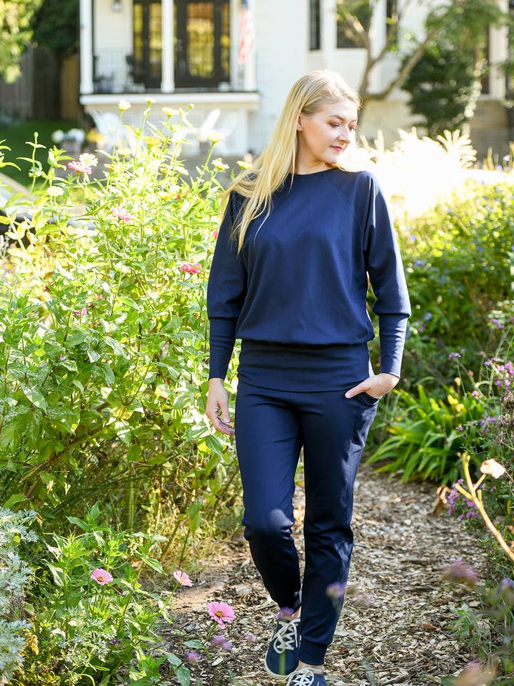 Knieriem Designs - Wholesale Knit Top - Women's - Rayon Crew Neck Ponte Top with Raglan Long Sleeves