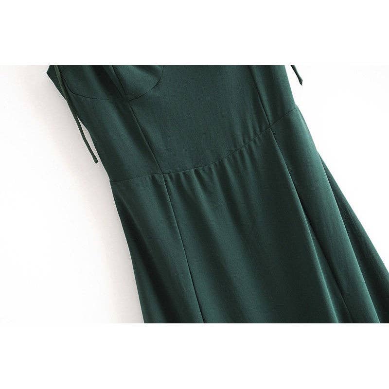 GREEN High Waist Sexy Hem Side Slit Lace-Up Slip Dress for wholesale on Faire5